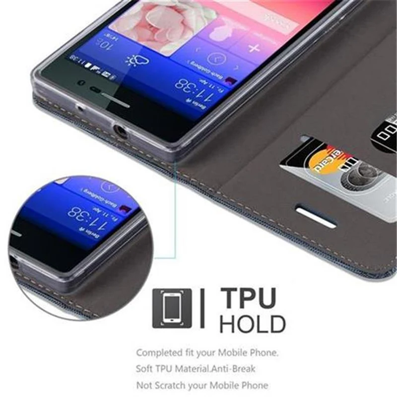 Cadorabo Hülle kompatibel mit Huawei ASCEND P7 Schutzhülle mit Magnetverschluss, Standfunktion und Kartenfach