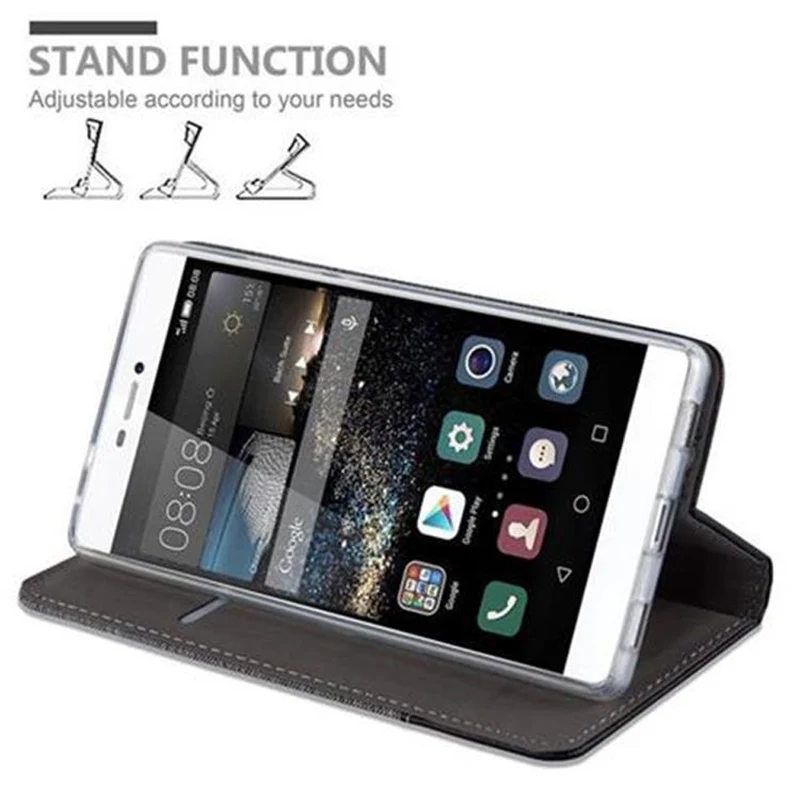 Cadorabo Hülle kompatibel mit Huawei P8 Schutzhülle mit Magnetverschluss, Standfunktion und Kartenfach