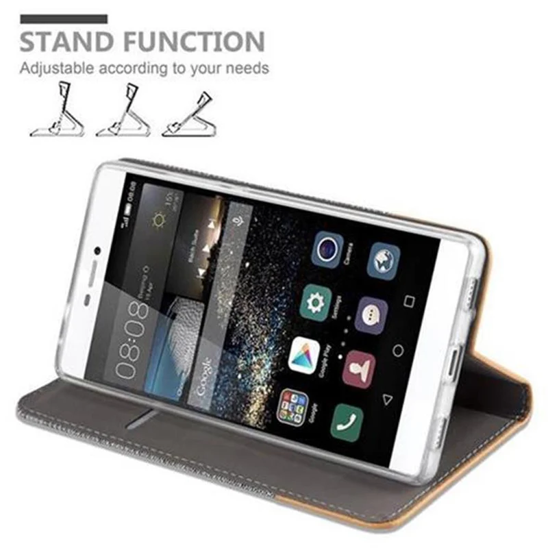 Cadorabo Hülle kompatibel mit Huawei P8 Schutzhülle mit Magnetverschluss, Standfunktion und Kartenfach