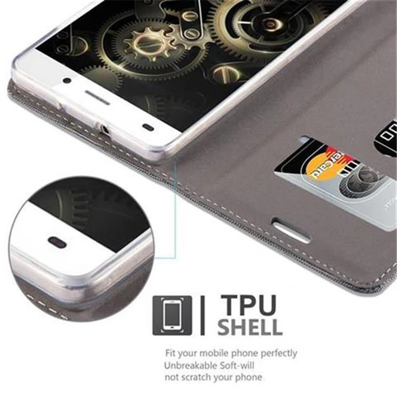 Cadorabo Hülle kompatibel mit Huawei P8 LITE 2015 Schutzhülle mit Magnetverschluss, Standfunktion und Kartenfach