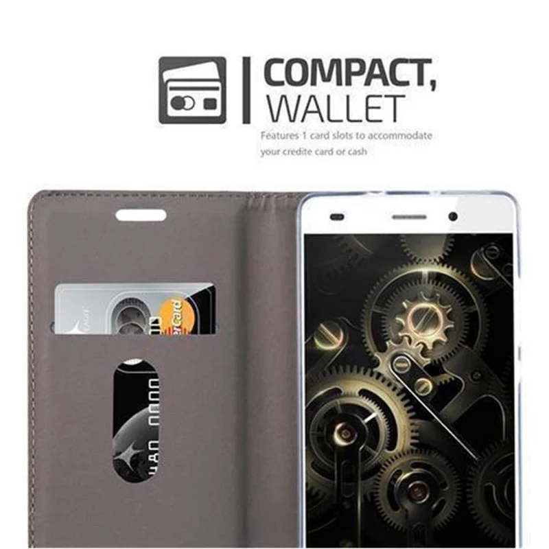 Cadorabo Hülle kompatibel mit Huawei P8 LITE 2015 Schutzhülle mit Magnetverschluss, Standfunktion und Kartenfach