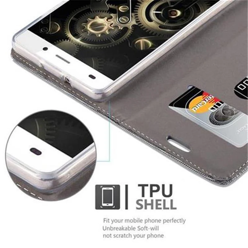 Cadorabo Hülle kompatibel mit Huawei P8 LITE 2015 Schutzhülle mit Magnetverschluss, Standfunktion und Kartenfach