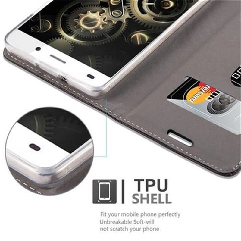 Cadorabo Hülle kompatibel mit Huawei P8 LITE 2015 Schutzhülle mit Magnetverschluss, Standfunktion und Kartenfach