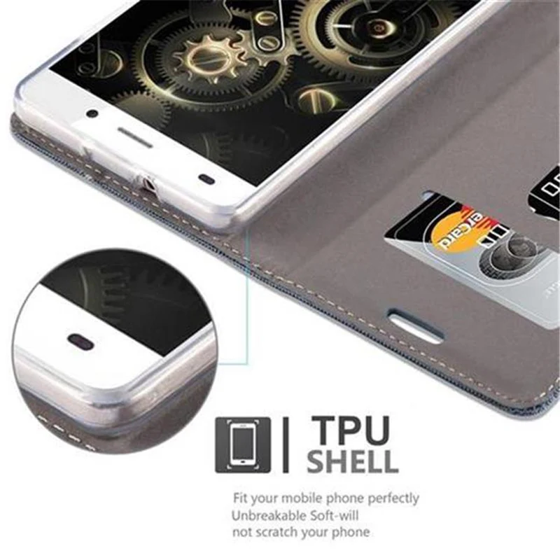Cadorabo Hülle kompatibel mit Huawei P8 LITE 2015 Schutzhülle mit Magnetverschluss, Standfunktion und Kartenfach