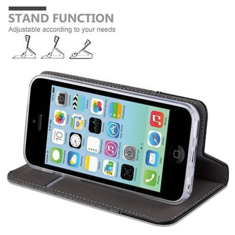 Cadorabo Hülle kompatibel mit Apple iPhone 5C Schutzhülle mit Magnetverschluss, Standfunktion und Kartenfach