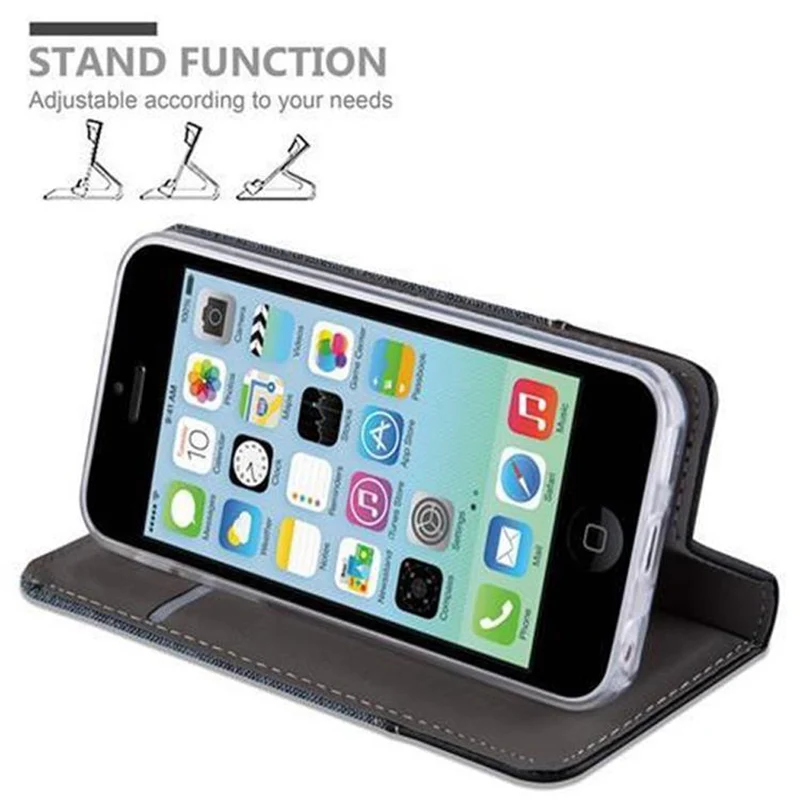 Cadorabo Hülle kompatibel mit Apple iPhone 5C Schutzhülle mit Magnetverschluss, Standfunktion und Kartenfach