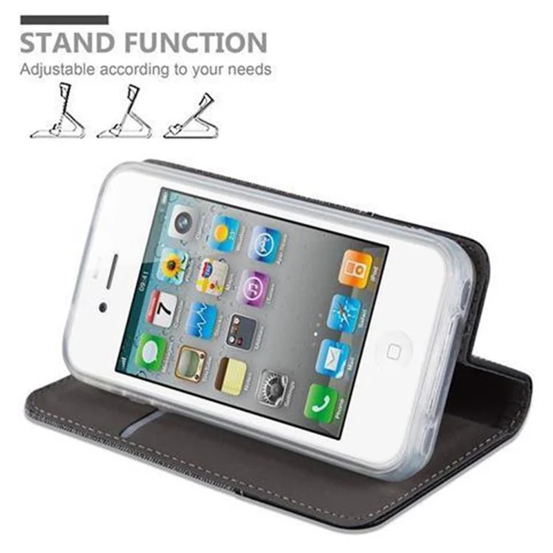 Cadorabo Hülle kompatibel mit Apple iPhone 4 / 4S Schutzhülle mit Magnetverschluss, Standfunktion und Kartenfach