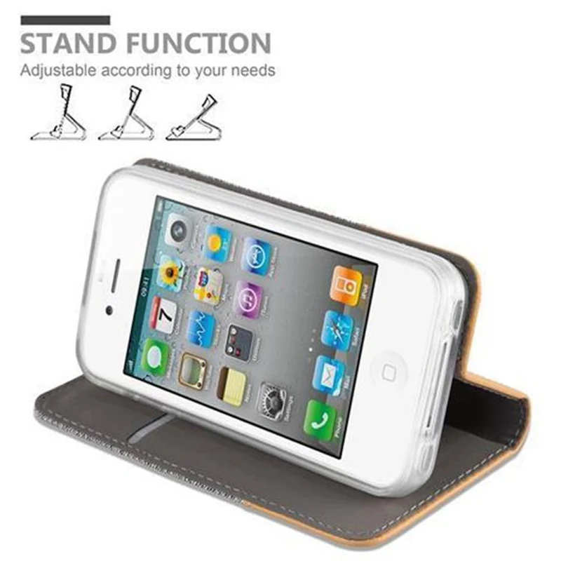 Cadorabo Hülle kompatibel mit Apple iPhone 4 / 4S Schutzhülle mit Magnetverschluss, Standfunktion und Kartenfach