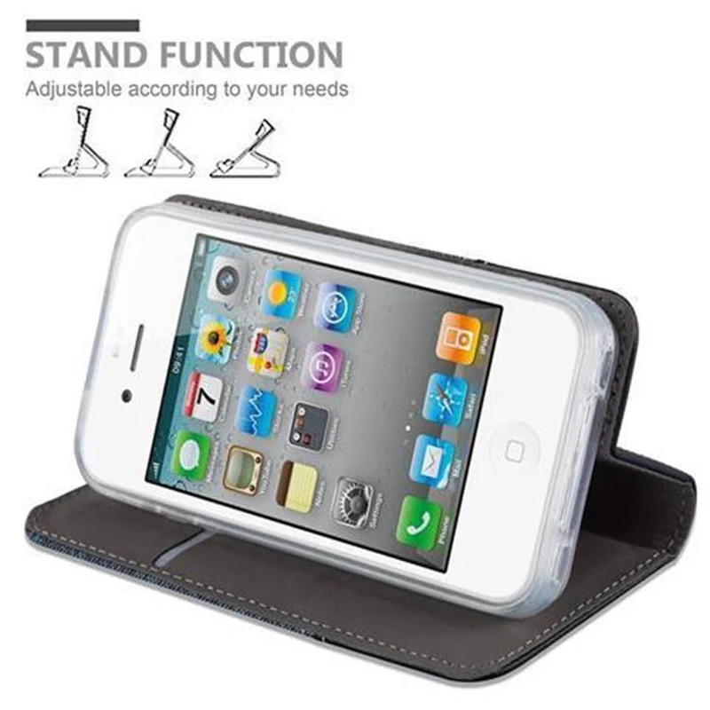 Cadorabo Hülle kompatibel mit Apple iPhone 4 / 4S Schutzhülle mit Magnetverschluss, Standfunktion und Kartenfach
