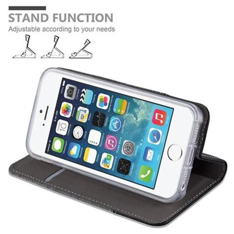 Cadorabo Hülle kompatibel mit Apple iPhone 5 / 5S / SE 2016 Schutzhülle mit Magnetverschluss, Standfunktion und Kartenfach