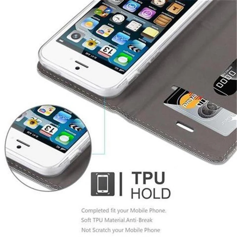 Cadorabo Hülle kompatibel mit Apple iPhone 5 / 5S / SE 2016 Schutzhülle mit Magnetverschluss, Standfunktion und Kartenfach