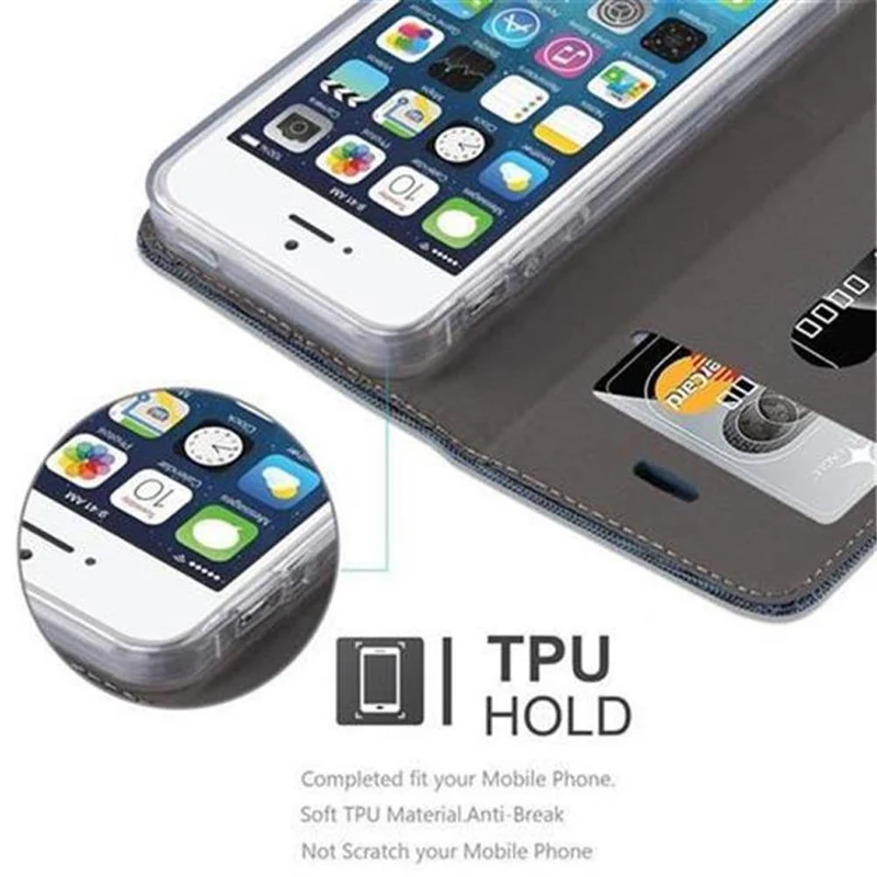 Cadorabo Hülle kompatibel mit Apple iPhone 5 / 5S / SE 2016 Schutzhülle mit Magnetverschluss, Standfunktion und Kartenfach