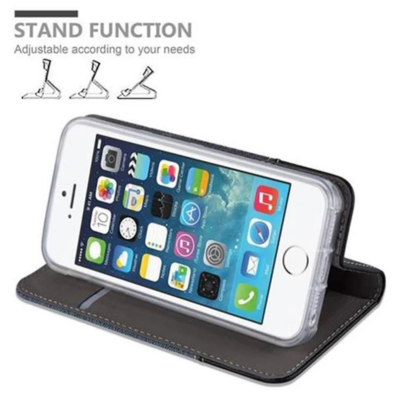 Cadorabo Hülle kompatibel mit Apple iPhone 5 / 5S / SE 2016 Schutzhülle mit Magnetverschluss, Standfunktion und Kartenfach