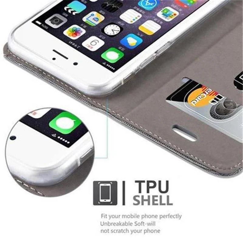 Cadorabo Hülle kompatibel mit Apple iPhone 6 / 6S Schutzhülle mit Magnetverschluss, Standfunktion und Kartenfach