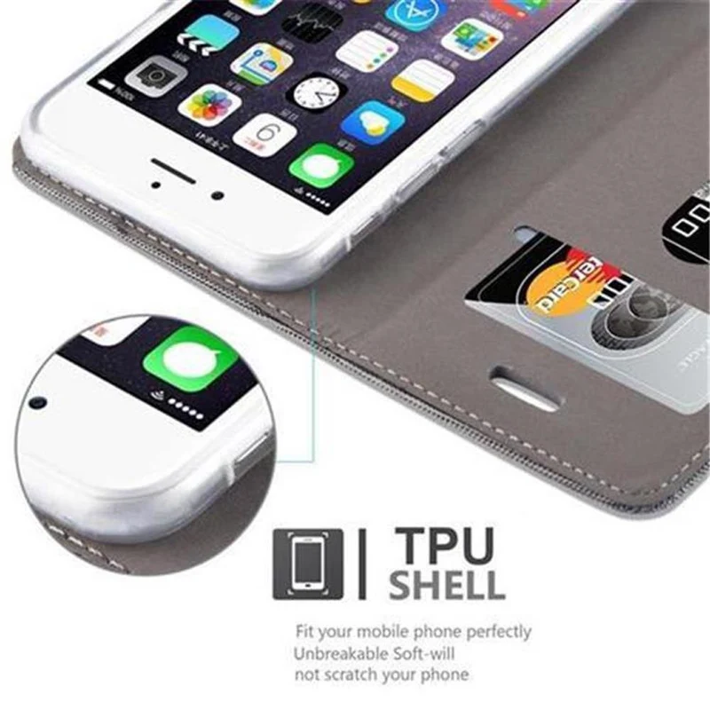Cadorabo Hülle kompatibel mit Apple iPhone 6 / 6S Schutzhülle mit Magnetverschluss, Standfunktion und Kartenfach