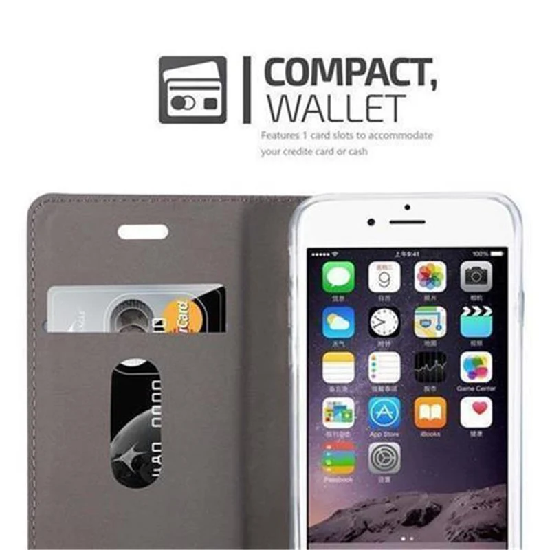 Cadorabo Hülle kompatibel mit Apple iPhone 6 / 6S Schutzhülle mit Magnetverschluss, Standfunktion und Kartenfach