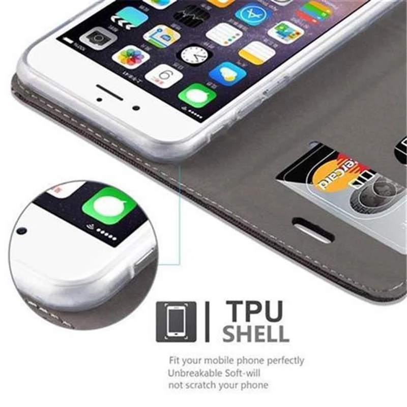 Cadorabo Hülle kompatibel mit Apple iPhone 6 / 6S Schutzhülle mit Magnetverschluss, Standfunktion und Kartenfach