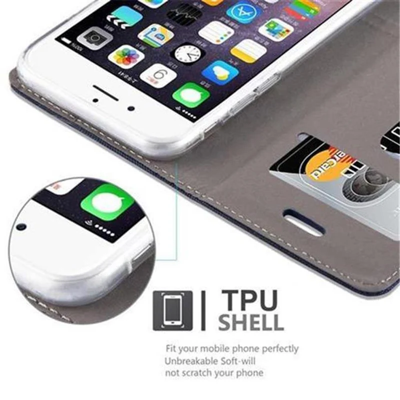 Cadorabo Hülle kompatibel mit Apple iPhone 6 / 6S Schutzhülle mit Magnetverschluss, Standfunktion und Kartenfach