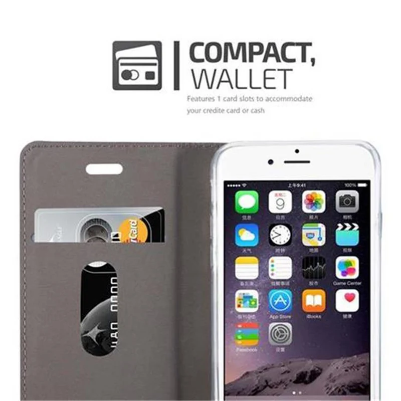 Cadorabo Hülle kompatibel mit Apple iPhone 6 / 6S Schutzhülle mit Magnetverschluss, Standfunktion und Kartenfach