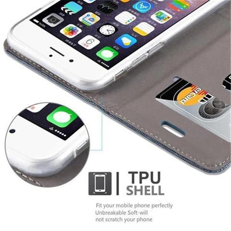Cadorabo Hülle kompatibel mit Apple iPhone 6 / 6S Schutzhülle mit Magnetverschluss, Standfunktion und Kartenfach