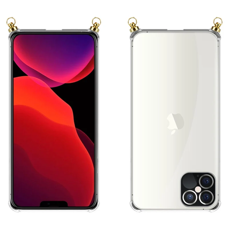 Silikon Hülle Handykette kompatibel mit Apple iPhone 12 PRO MAX mit goldenen Ringen
