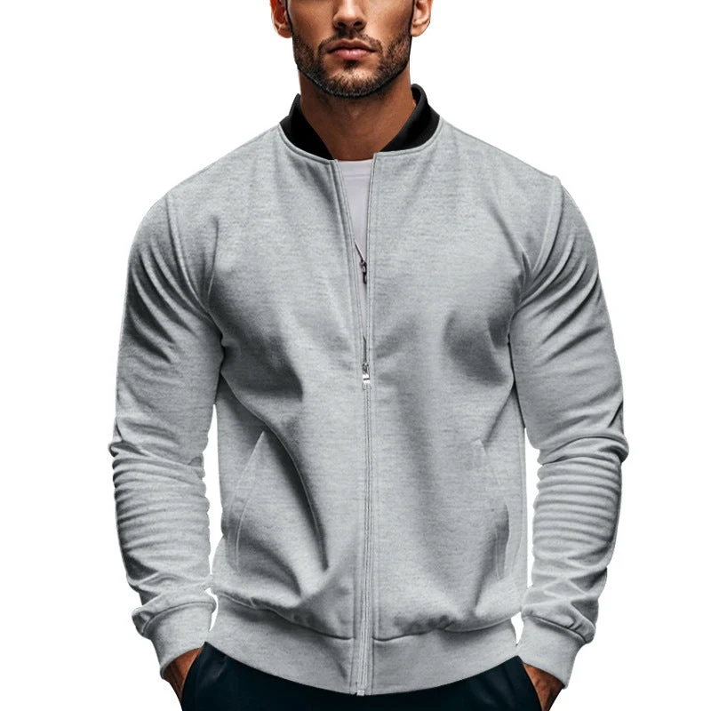 Herren nan schmale Zip-Bomberjacke aus weichem Sweat mit Stehkragen und seitlichen Eingrifftaschen Drune