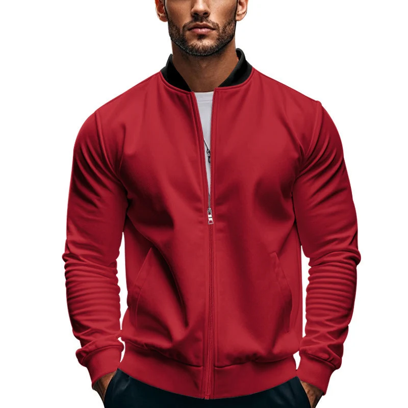 Herren nan schmale Zip-Bomberjacke aus weichem Sweat mit Stehkragen und seitlichen Eingrifftaschen Drune