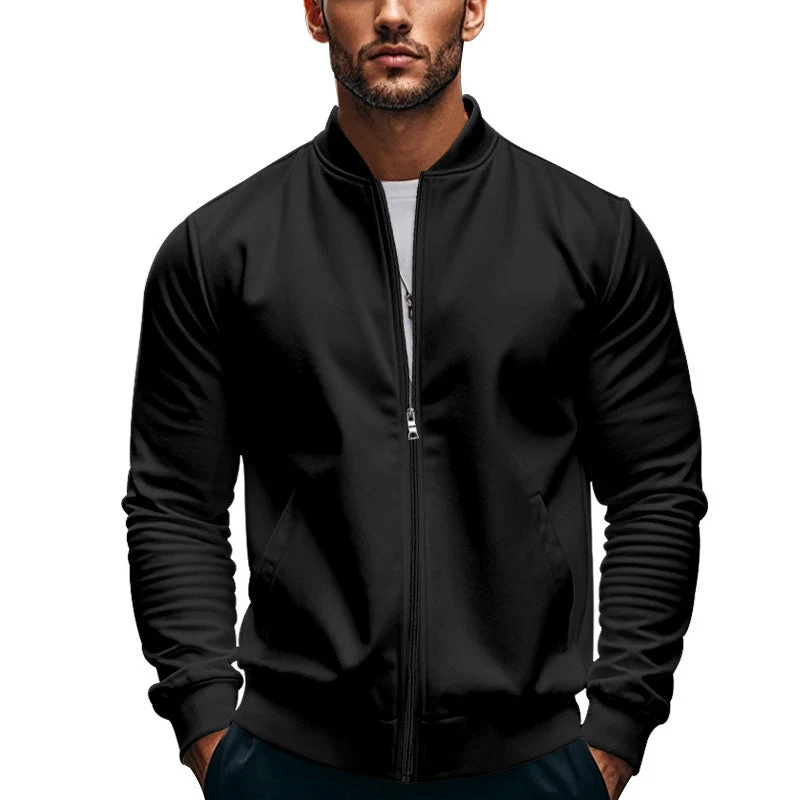 Herren nan schmale Zip-Bomberjacke aus weichem Sweat mit Stehkragen und seitlichen Eingrifftaschen Drune