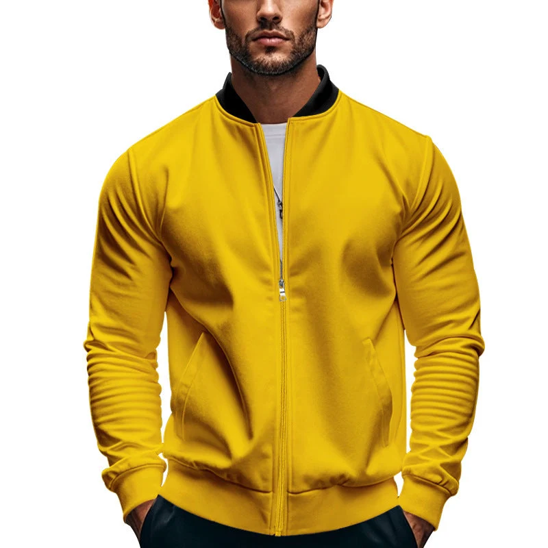 Herren nan schmale Zip-Bomberjacke aus weichem Sweat mit Stehkragen und seitlichen Eingrifftaschen Drune