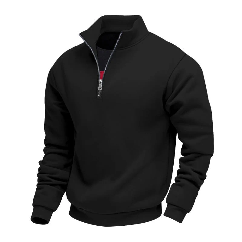 Herren nan halbhoher Reißverschluss-Sweatpullover mit Stehkragen weichem Fleecefutter und elastischen Bündchen Drune