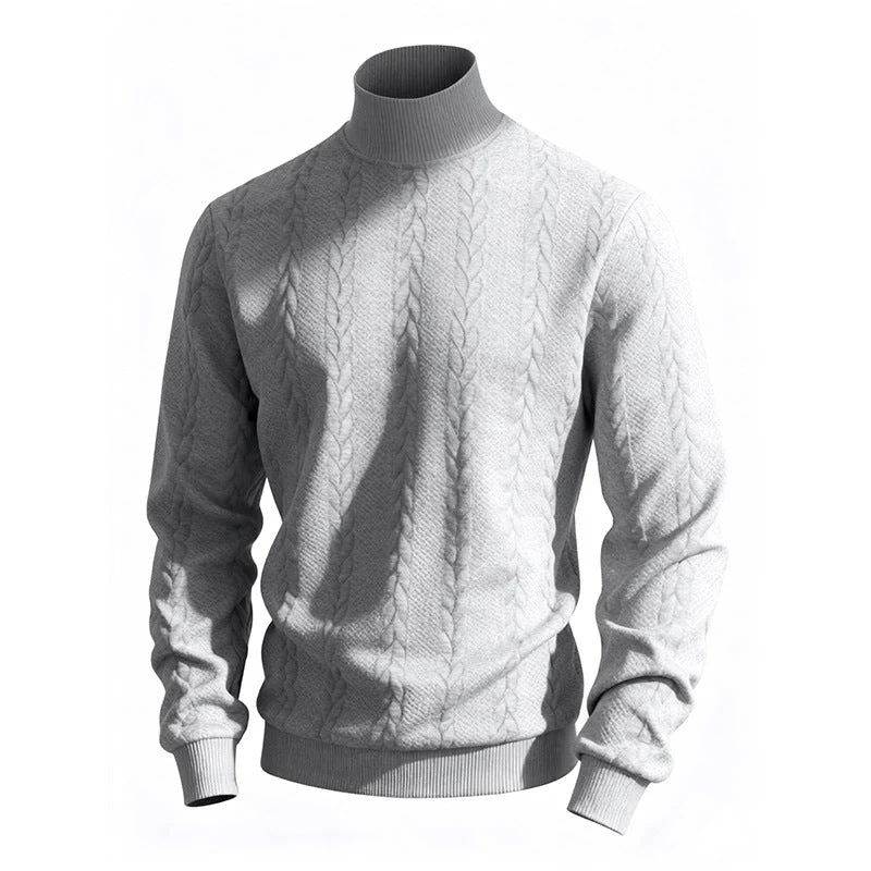 Herren nan feiner Zopfmuster-Rollkragenpullover mit schmaler Passform, geripptem Kragen und elastischen Bündchen Drune