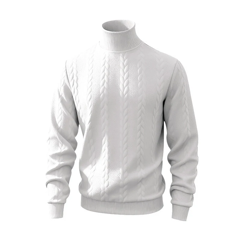 Herren nan feiner Zopfmuster-Rollkragenpullover mit schmaler Passform, geripptem Kragen und elastischen Bündchen Drune