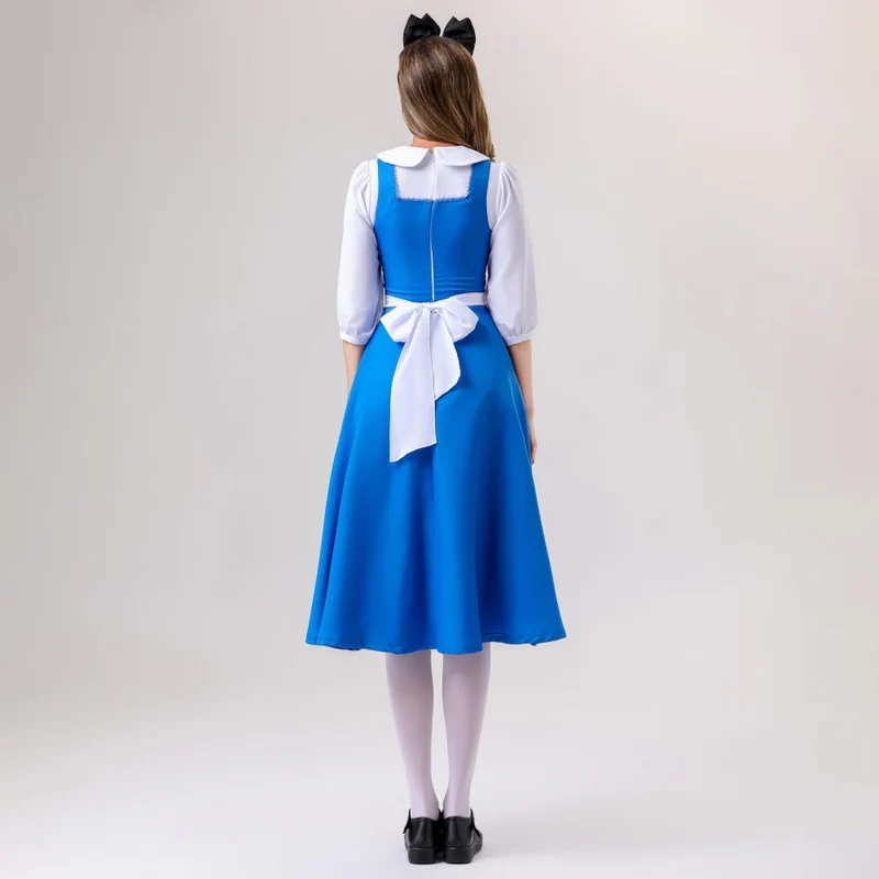 Damen nan vintage Schürzenkleid mit tailliertem Schnitt und Stehkragen Drune
