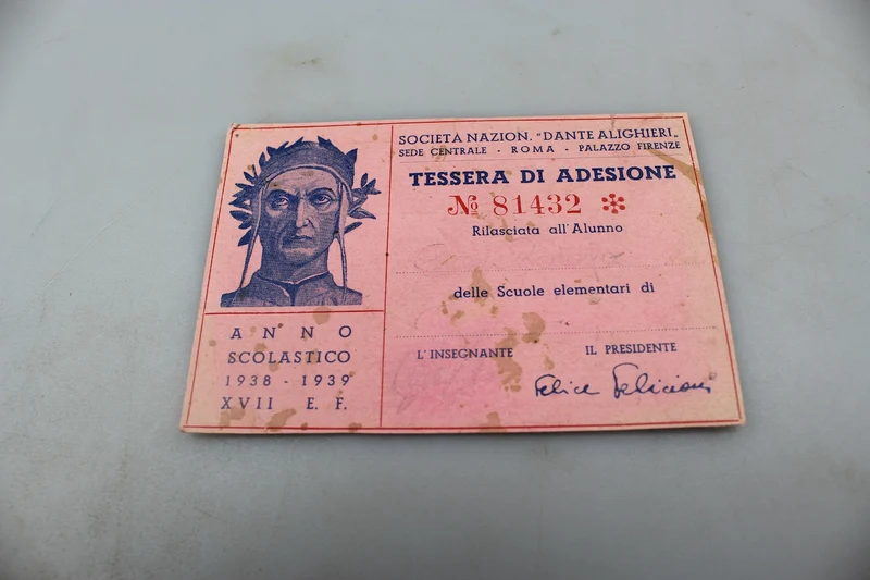 Karte der Nationalgesellschaft "Dante Allighieri" XVIII°
