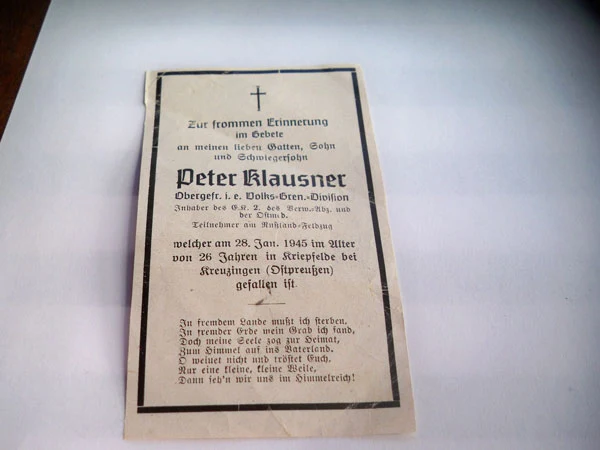 Sterbebilder Volkssturm Preussen 1/45