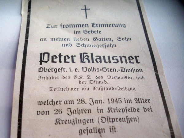 Sterbebilder Volkssturm Preussen 1/45