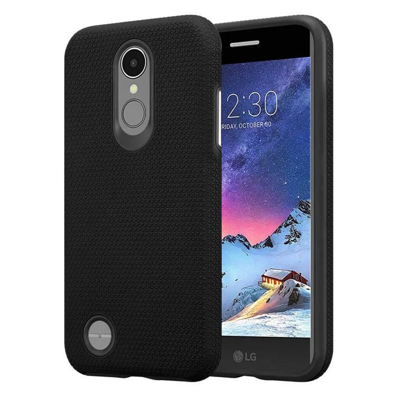 Cadorabo Hülle kompatibel mit LG K8 2017 Outdoor Hybrid Schutzhülle mit extra Grip Anti Rutsch Oberfläche im Triangle Design aus Silikon und Kunststoff