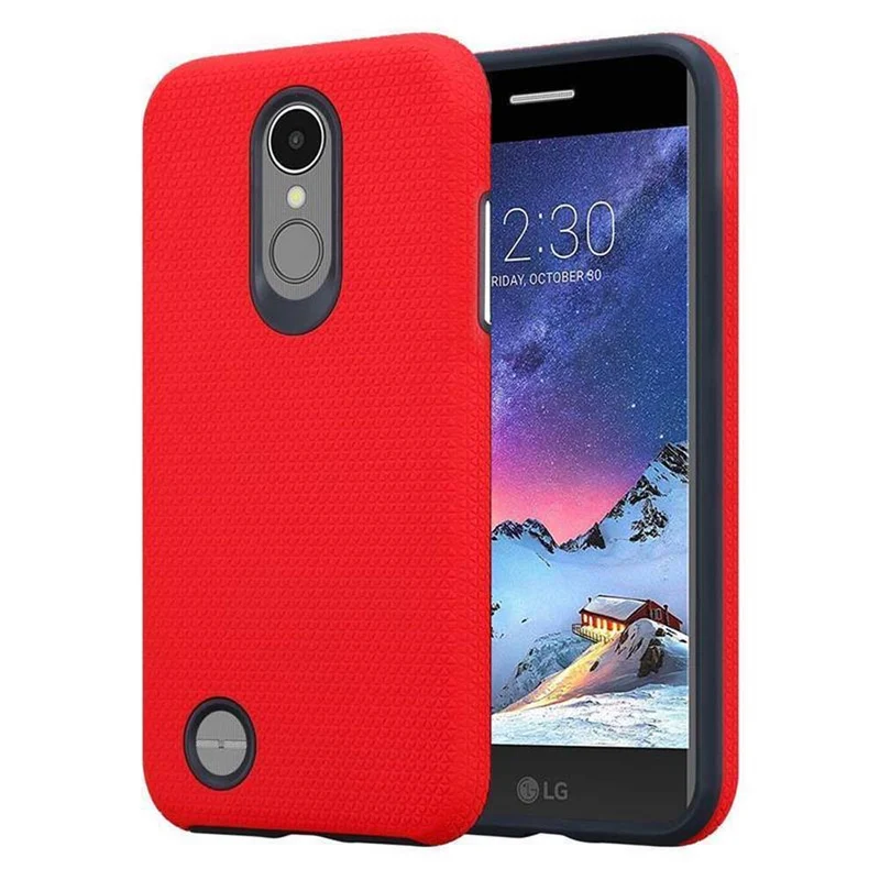 Cadorabo Hülle kompatibel mit LG K8 2017 Outdoor Hybrid Schutzhülle mit extra Grip Anti Rutsch Oberfläche im Triangle Design aus Silikon und Kunststoff