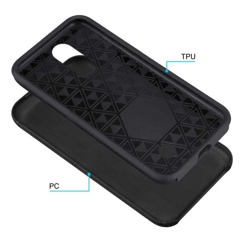 Cadorabo Hülle kompatibel mit LG K8 2017 Outdoor Hybrid Schutzhülle mit extra Grip Anti Rutsch Oberfläche im Triangle Design aus Silikon und Kunststoff