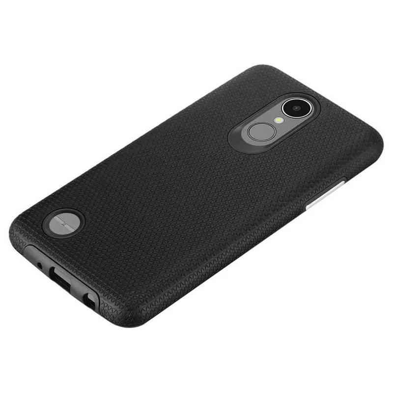 Cadorabo Hülle kompatibel mit LG K8 2017 Outdoor Hybrid Schutzhülle mit extra Grip Anti Rutsch Oberfläche im Triangle Design aus Silikon und Kunststoff