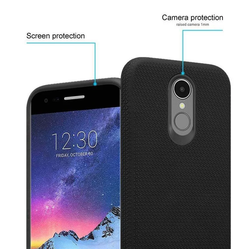 Cadorabo Hülle kompatibel mit LG K8 2017 Outdoor Hybrid Schutzhülle mit extra Grip Anti Rutsch Oberfläche im Triangle Design aus Silikon und Kunststoff