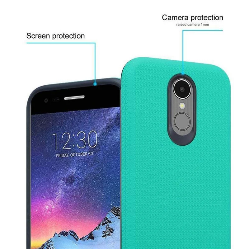 Cadorabo Hülle kompatibel mit LG K8 2017 Outdoor Hybrid Schutzhülle mit extra Grip Anti Rutsch Oberfläche im Triangle Design aus Silikon und Kunststoff