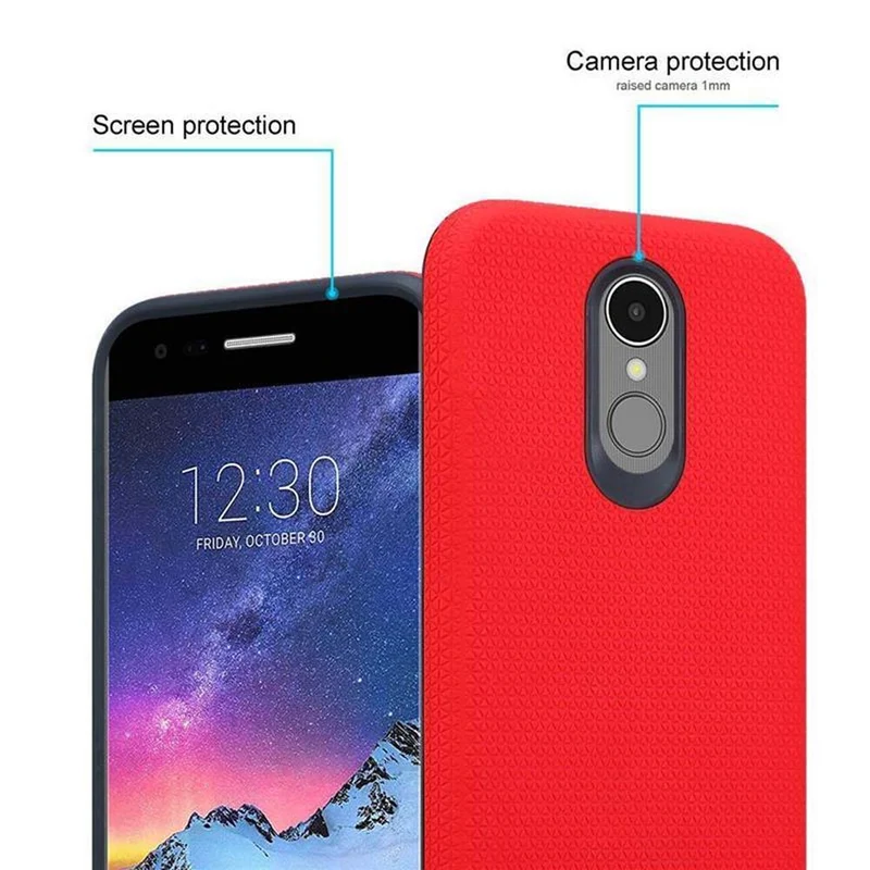 Cadorabo Hülle kompatibel mit LG K8 2017 Outdoor Hybrid Schutzhülle mit extra Grip Anti Rutsch Oberfläche im Triangle Design aus Silikon und Kunststoff