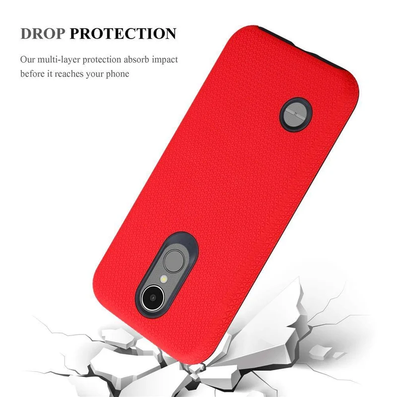 Cadorabo Hülle kompatibel mit LG K8 2017 Outdoor Hybrid Schutzhülle mit extra Grip Anti Rutsch Oberfläche im Triangle Design aus Silikon und Kunststoff