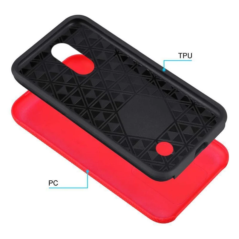 Cadorabo Hülle kompatibel mit LG K8 2017 Outdoor Hybrid Schutzhülle mit extra Grip Anti Rutsch Oberfläche im Triangle Design aus Silikon und Kunststoff