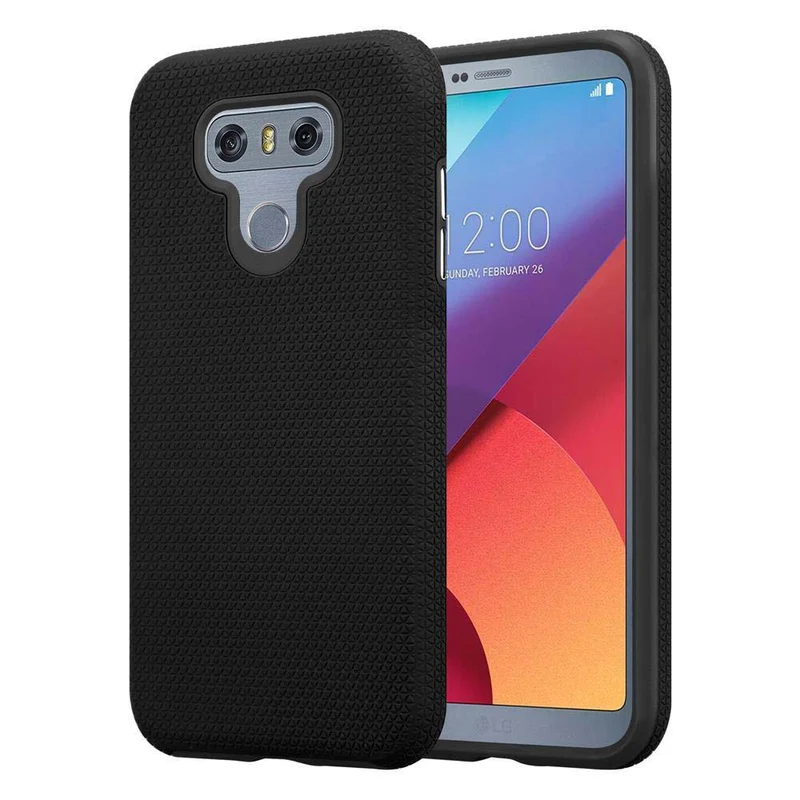 Cadorabo Hülle kompatibel mit LG G6 Outdoor Hybrid Schutzhülle mit extra Grip Anti Rutsch Oberfläche im Triangle Design aus Silikon und Kunststoff