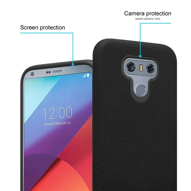Cadorabo Hülle kompatibel mit LG G6 Outdoor Hybrid Schutzhülle mit extra Grip Anti Rutsch Oberfläche im Triangle Design aus Silikon und Kunststoff