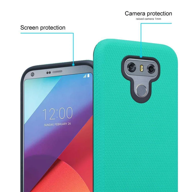 Cadorabo Hülle kompatibel mit LG G6 Outdoor Hybrid Schutzhülle mit extra Grip Anti Rutsch Oberfläche im Triangle Design aus Silikon und Kunststoff