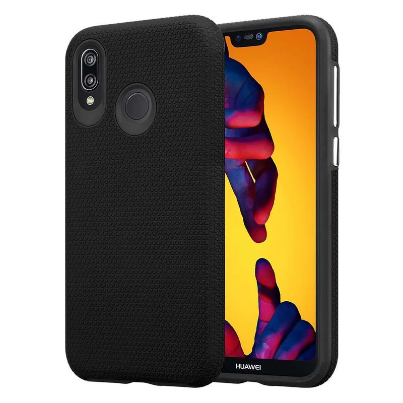 Cadorabo Hülle kompatibel mit Huawei P20 LITE 2018 / NOVA 3E Outdoor Hybrid Schutzhülle mit extra Grip Anti Rutsch Oberfläche im Triangle Design aus Silikon und Kunststoff