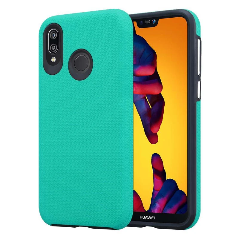 Cadorabo Hülle kompatibel mit Huawei P20 LITE 2018 / NOVA 3E Outdoor Hybrid Schutzhülle mit extra Grip Anti Rutsch Oberfläche im Triangle Design aus Silikon und Kunststoff